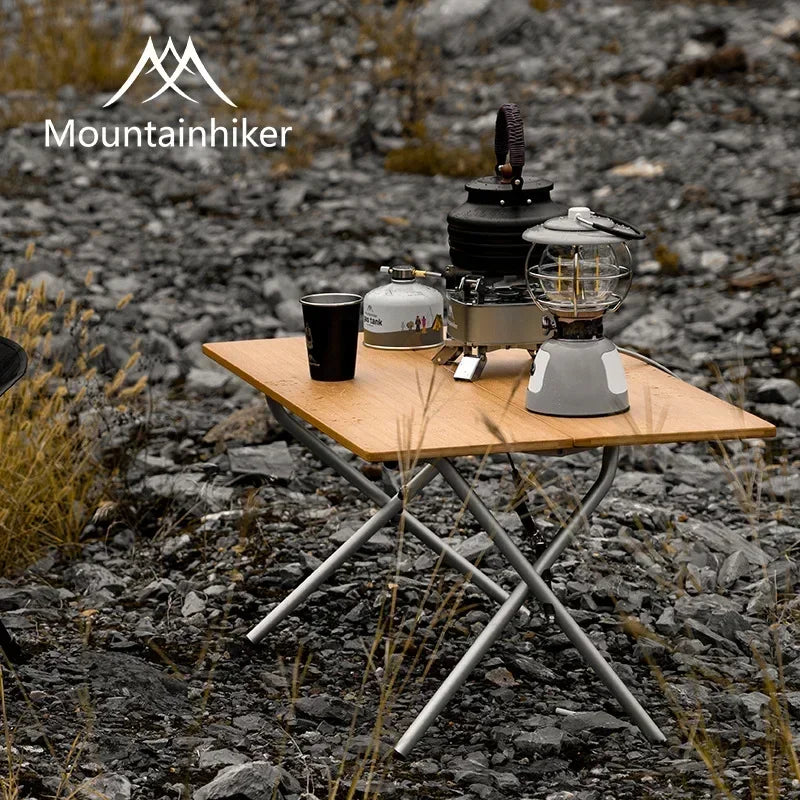 MOUNTAINHIKER Outdoor Camping Bamboo 2/3 Folding Table Portable Fast Storage Folding Desk Outdoor Dining Table Picnic BBQ Table