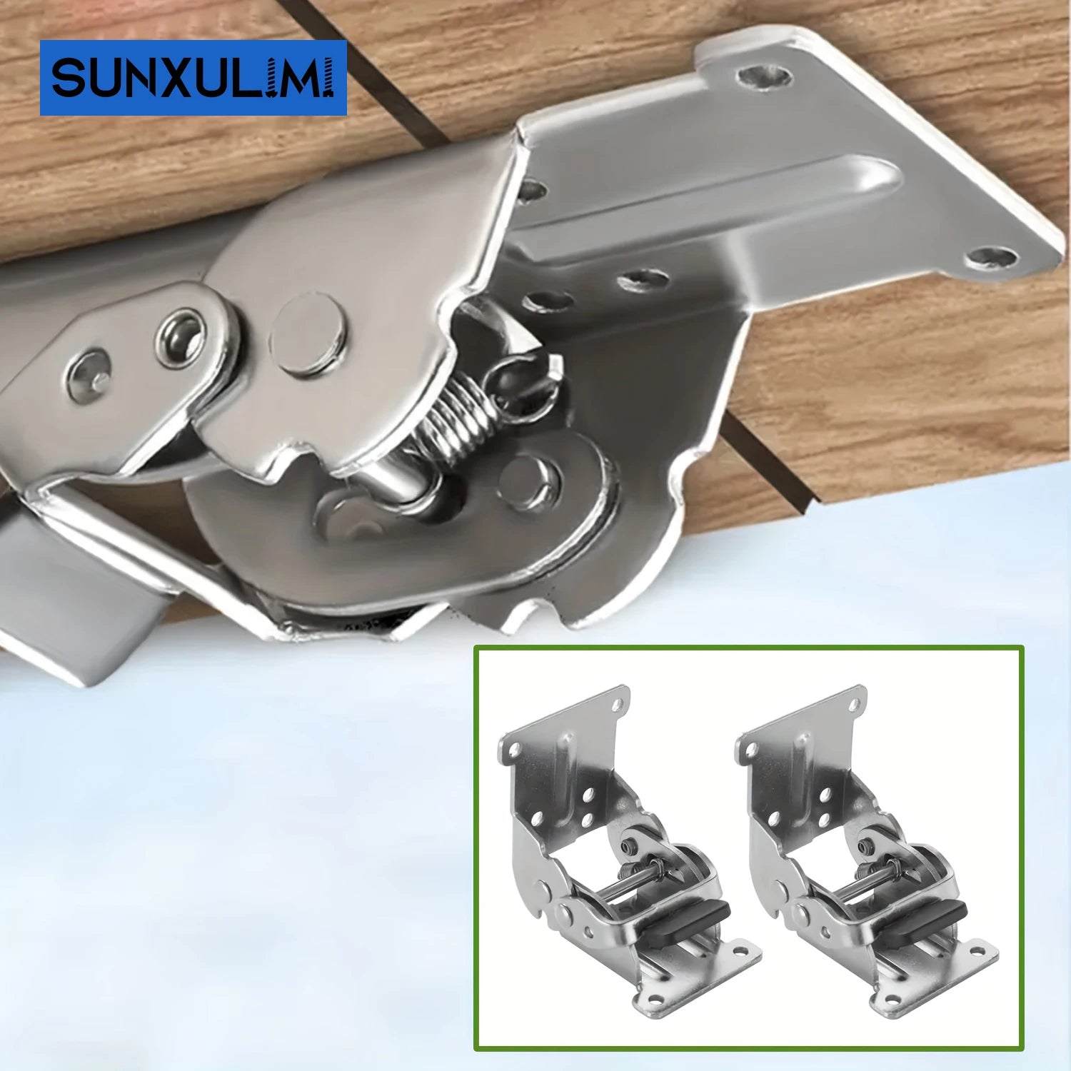 Folding table leg hinge with locking mechanism; heavy-duty folding hinge with 180-degree self-locking mechanism, for table legs