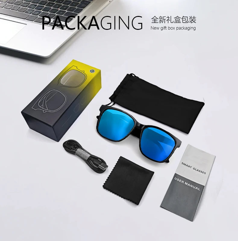 LIGE Bluetooth Inteligente Glasses Life Waterproof Smart Glasses Anti-blue Glasses Anti-ultraviolet Sunglasses for Android iOS