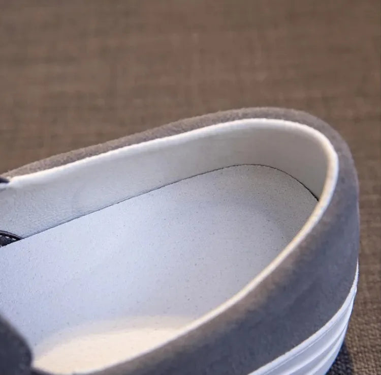 Shoes for Women Spring Leisure Sneakers New Womens Lazy Footwear Lightweight Thick Sole Genuine Leather Board Shoes Platform