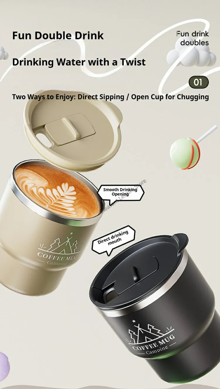400ML Stainless Steel Thermal Cup Office Coffee Mug  Double Layer Insulated Water Cup Portable Keeps Cold and Heat Thermal Mug