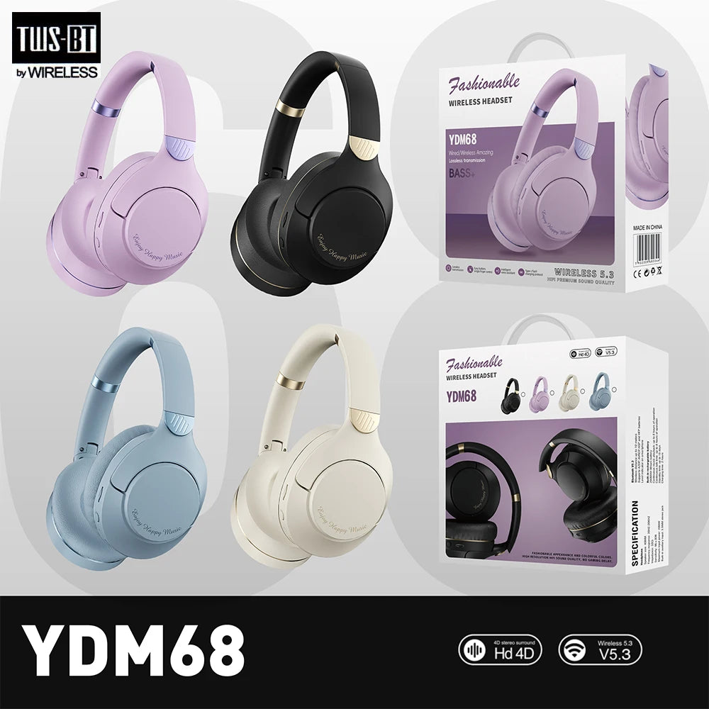 Original Bluetooth 5.3 Headphones Hi-Res Audio Over-Ear Wireless Bluetooth Earphones Professional Stereo Headset Support TF card