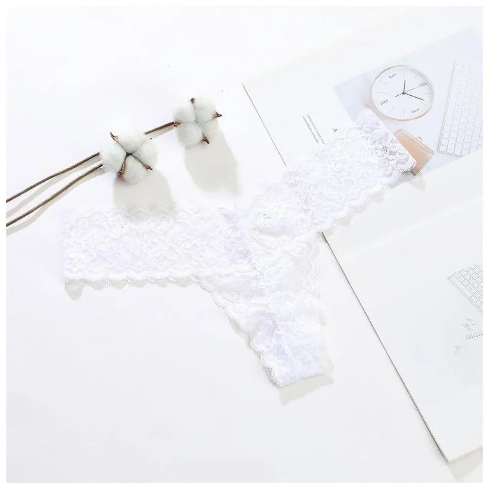 Lingerie Low Waist Lace Seamless Panties Thong Bow Underwear for Women Cotton Crotch Transparent Mesh Lace Briefs Lady