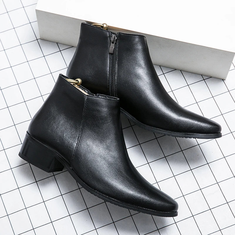 Men's Shoes Chelsea Boots Causal Business Retro Ankle Boots Man Walking Shoes Pu Leather Shoes Waterproof Classic Loafers Men