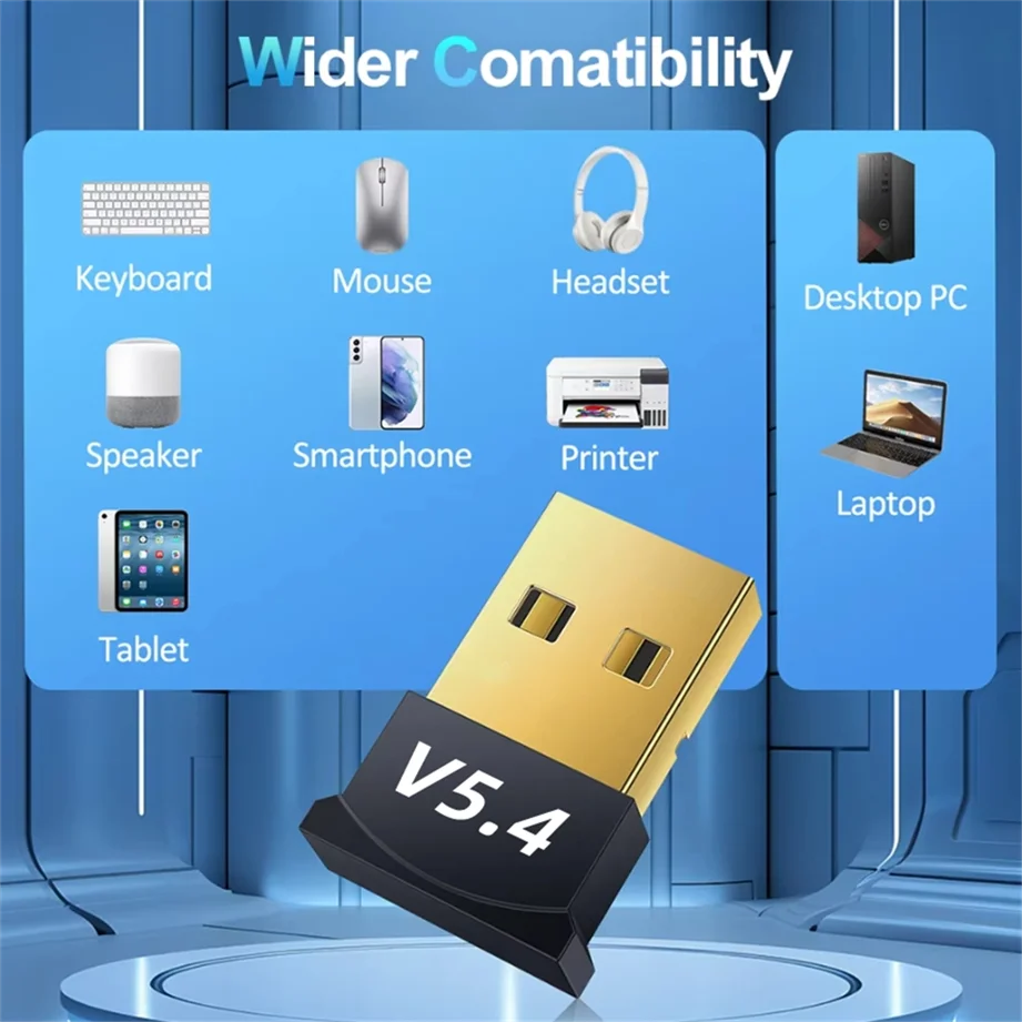 Bluetooth 5.3 Adapter USB Bluetooth 5.4 for PC Dongle Adaptador Wireless Mouse Keyborad Music Audio Receiver USB Transmitter