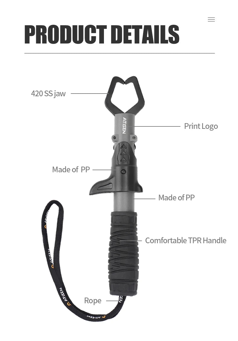 Fish lip pliers Grab Grip Tool Stainless Steel fish Holder Fishing tool Extended version TPR Handle Fishing Men's fishing tackle