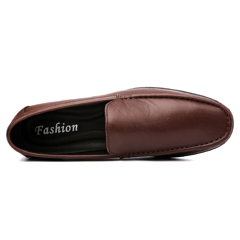 Men's Slip-on Shoes Men's Handmad Breathable Genuine Leather Dress Shoes Fashion Designer Classic Round Toe Soft Loafers mo-3275