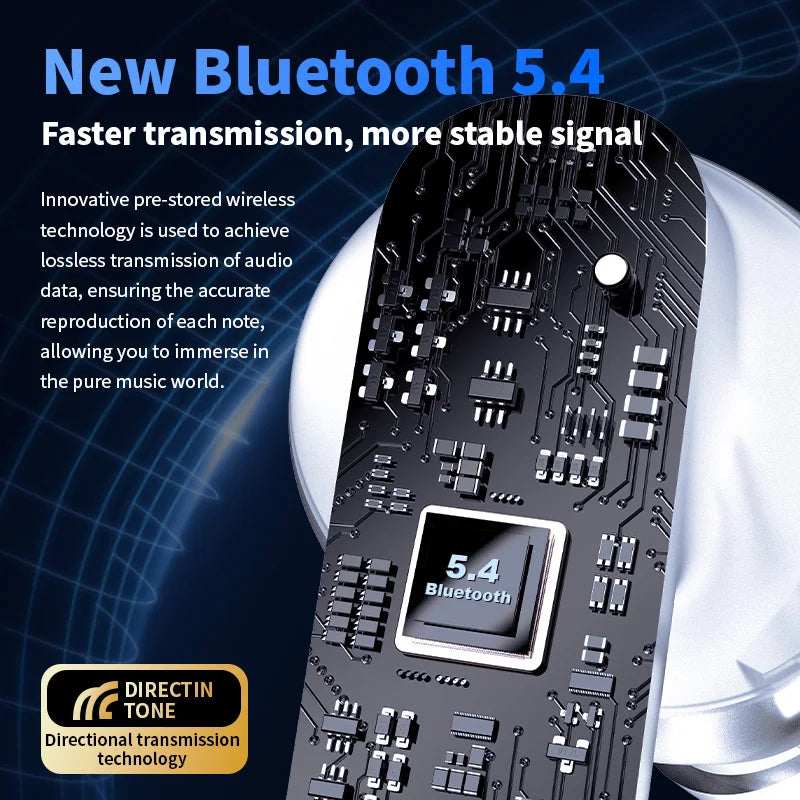 New Bluetooth 5.4 Wireless Earphones with Translation Function LCD Full-Color Touchscreen HiFi Surround Sound&Long Battery Life