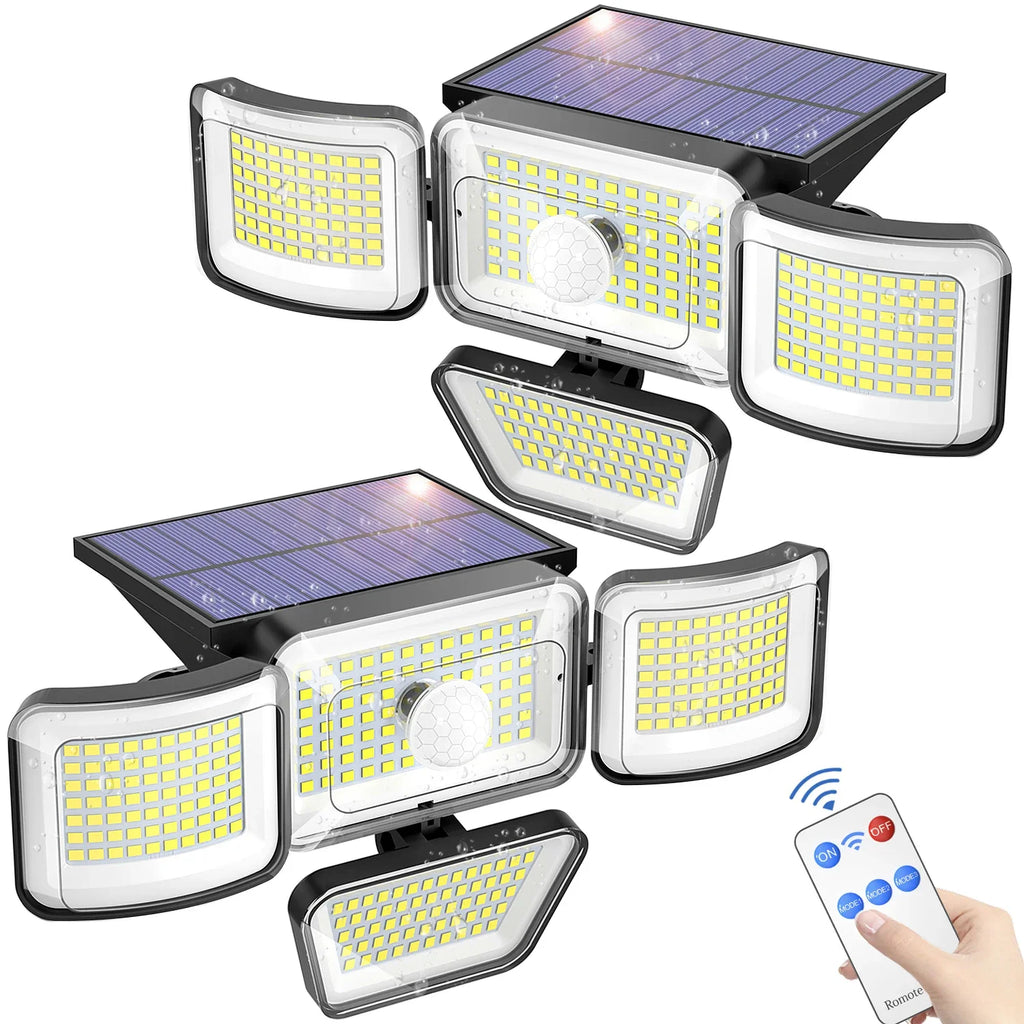 Solar Outdoor Lights 278LED IP65 Waterproof Motion Sensor Security Lights with Remote Control Solar Wall Lamp for Garden