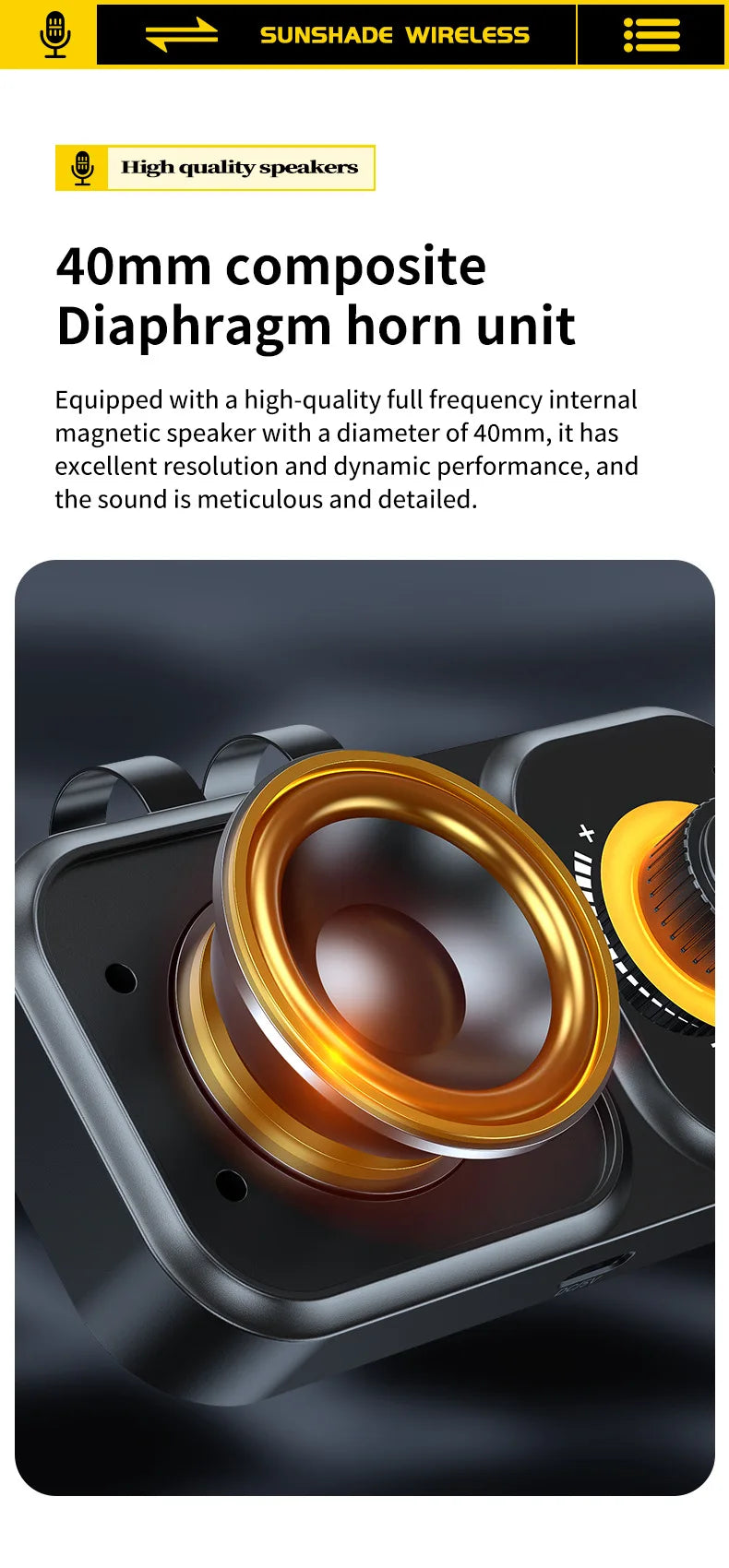 Bluetooth 5.4 Speaker Handsfree Car Kit Sun Visor Clip Wireless Audio Receiver Speakerphone Loud Music Player with Ambient Light