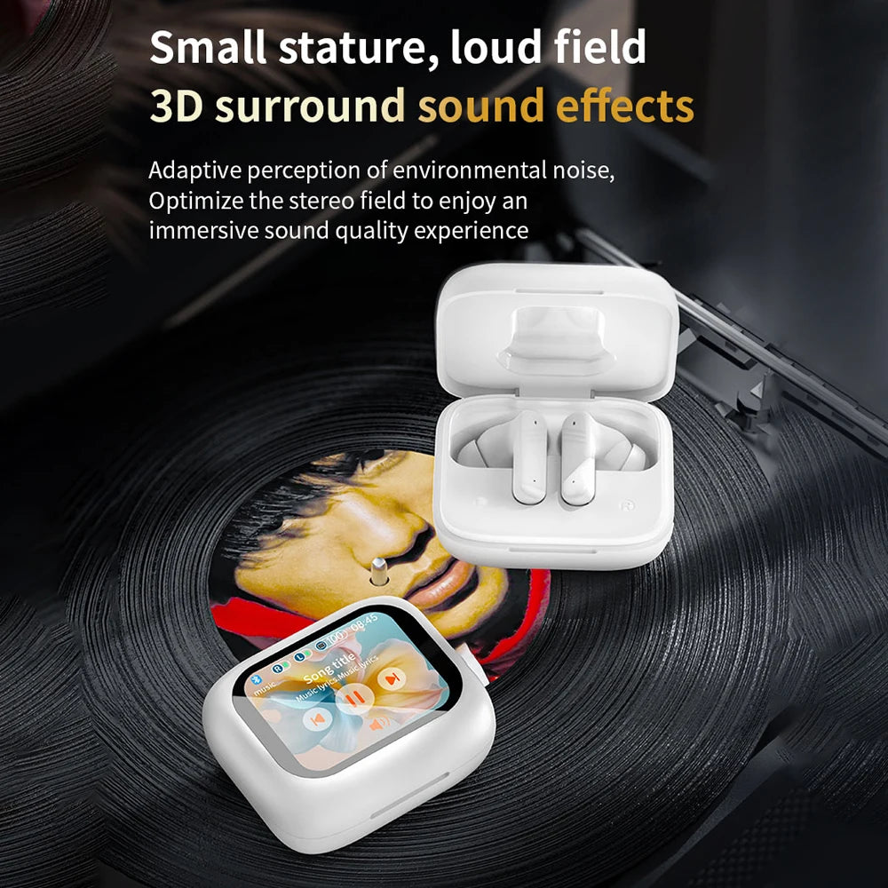 Bluetooth 5.4 ANC Headset Color Screen Touch Active Noise Cancellation Earbuds HIFI Stereo Sports Waterproof Earphones