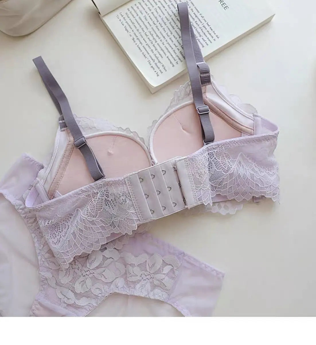 Women's Japanese Style Bra & Panty Set Luxury Lace Push Up Small Bust Support Adjustable Comfort No Gap Wirefree Free Shipping