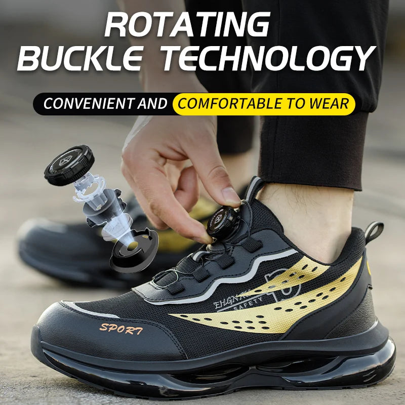Steel Toe Safety Shoes Anti-smash Anti-Puncture Work Boots Men Slip Resistant Breathable Outdoor Work Indestructible Shoes