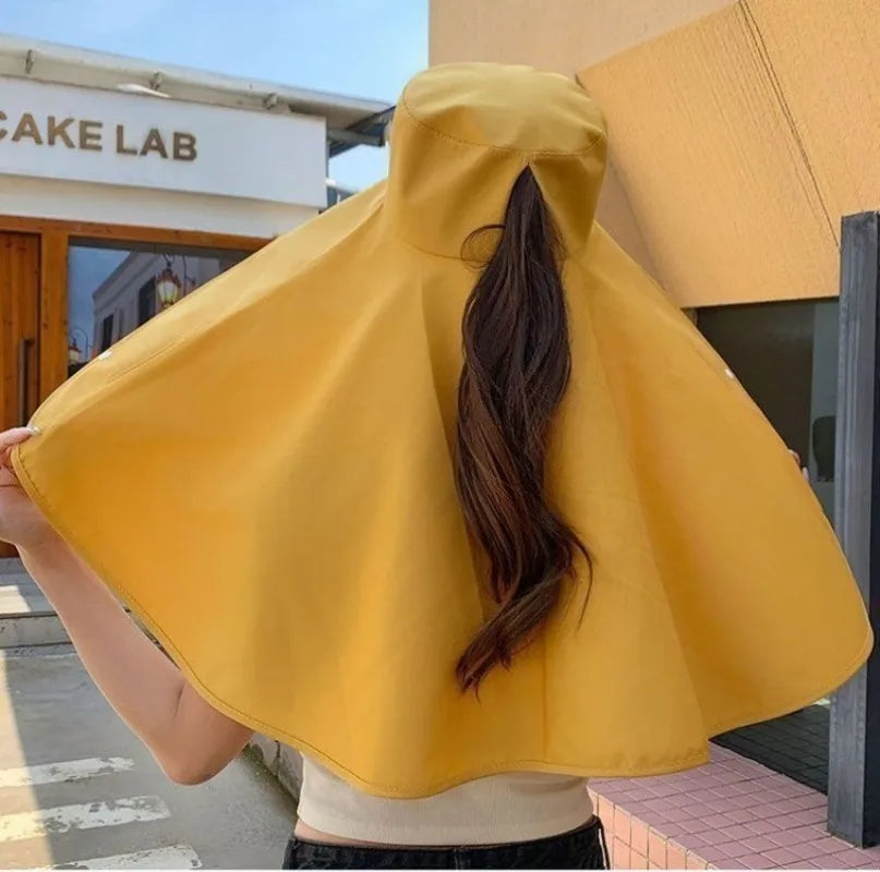 Summer Hats for Women Outdoor UV Anti Neck Protection Sun Visors for Lady Fishing Hiking Wide Brim Shawl Sunscreen Ponytail Cap