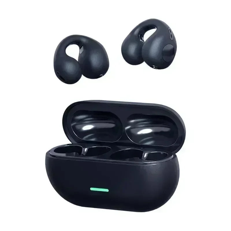 Bluetooth 5.3 Wireless Bone Conduction Headphones Clip Ear Music Noise Canceling Headset HD Call Sports Gaming Earphone