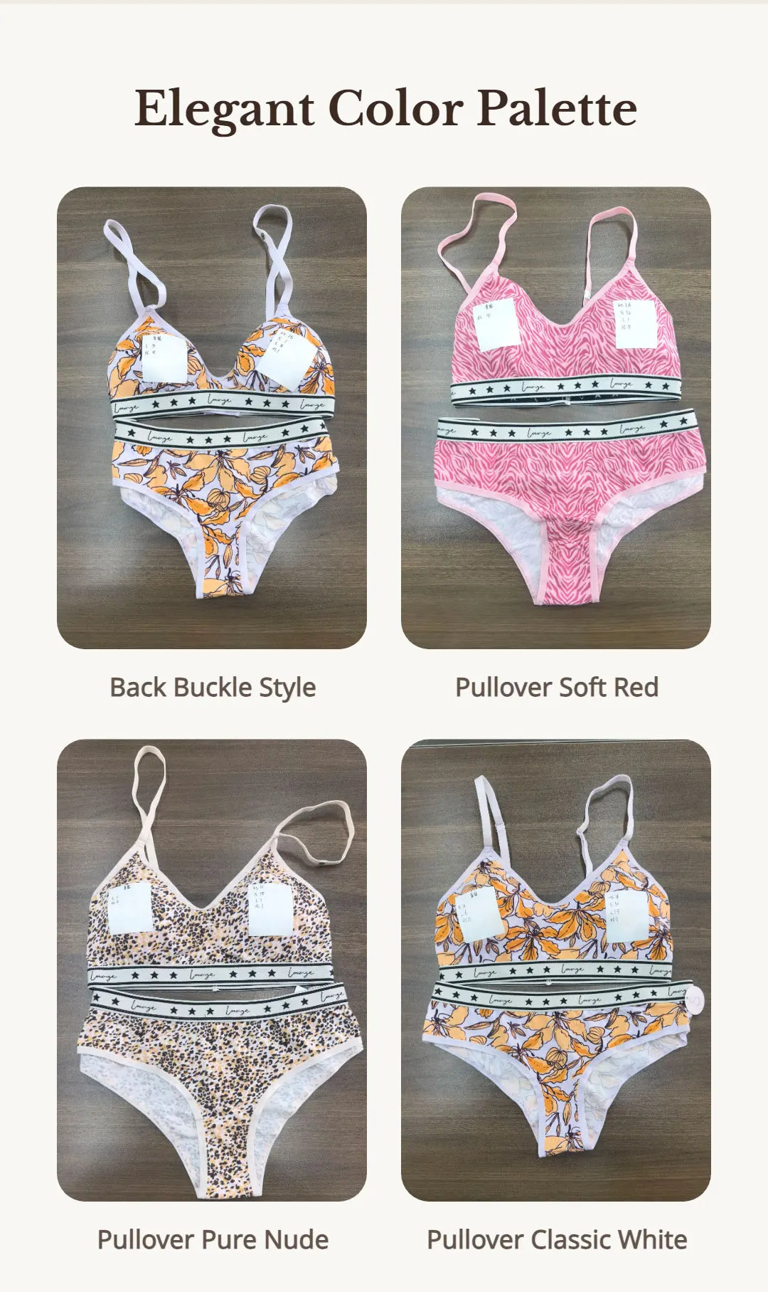 Bra set Sexy Women's Underwear Lounge Style Cotton button printed elastic bra underwear women's pajamas