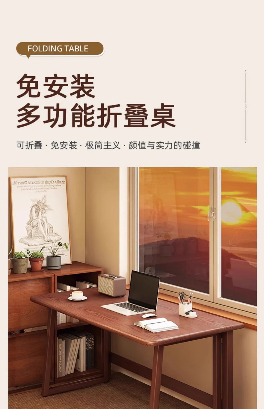 Small apartment folding desk integrated against the wall rectangular table rental room folding computer desk
