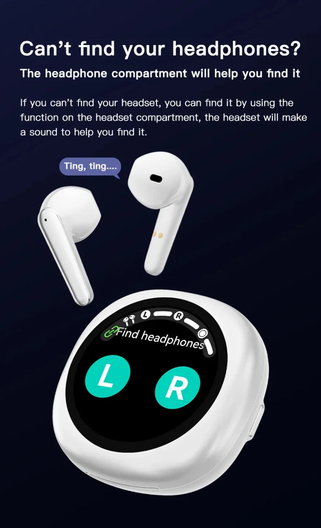 Wireless Bluetooth Translation Headphones with Touch Screen ANC ENC Noise Cancellation 164 Languages Translator Lifetime Free