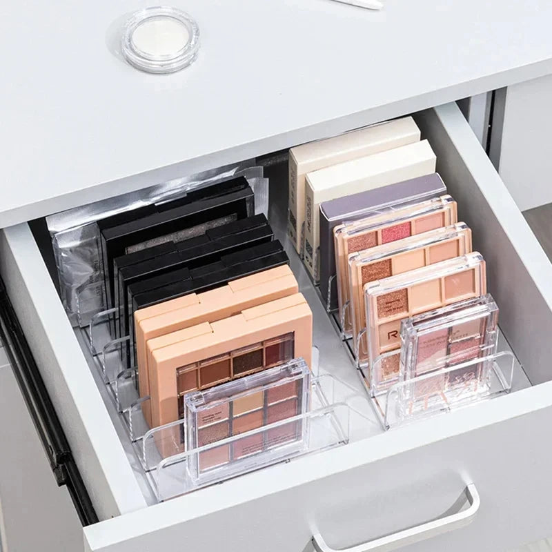 7-Compartment Desktop Makeup Storage Box Plastic Organizer for Cosmetics Blush Eyeshadow Display Tray