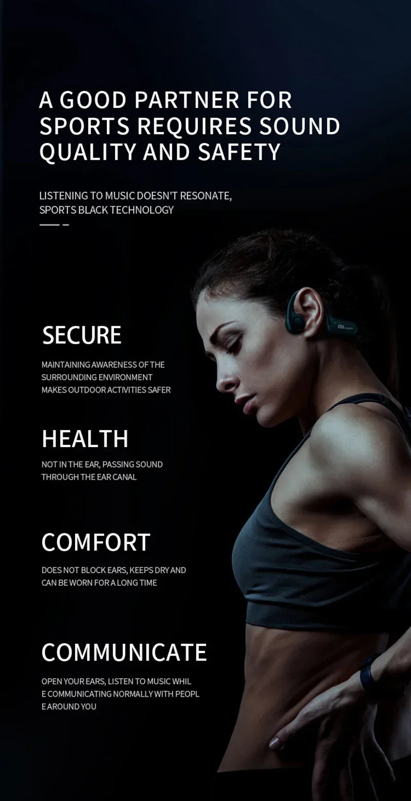 Bluetooth 5.3 Bone Conduction Earphones Sports Wireless Headphones Ear Hook Waterproof Headset For Driving Running New Design