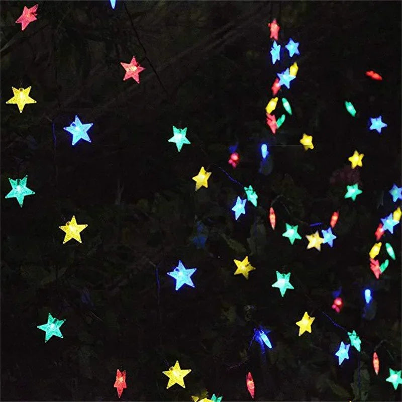 LED Solar Star String Lights Outdoor Waterproof Solar Powered Fairy Lights for Patio Garden Yard Porch Christmas Wedding Decor
