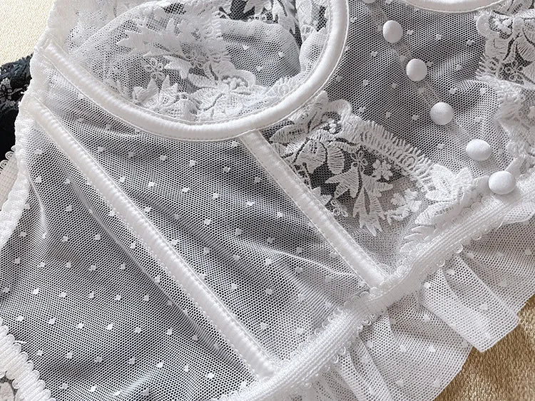 Embroidery Sexy Women Bra Set Underwear Push Up Brassiere Lace Transparent Bra Panty Sets Wedding Bralette Thin Underwear