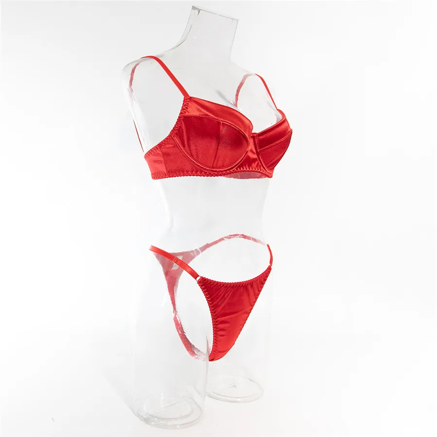 Female Sexy Bra Brief Sets Traceless Solid Romantic Lingerie Vintage Thin Underwear Panties Comfortable New Arrival Exotic Sets