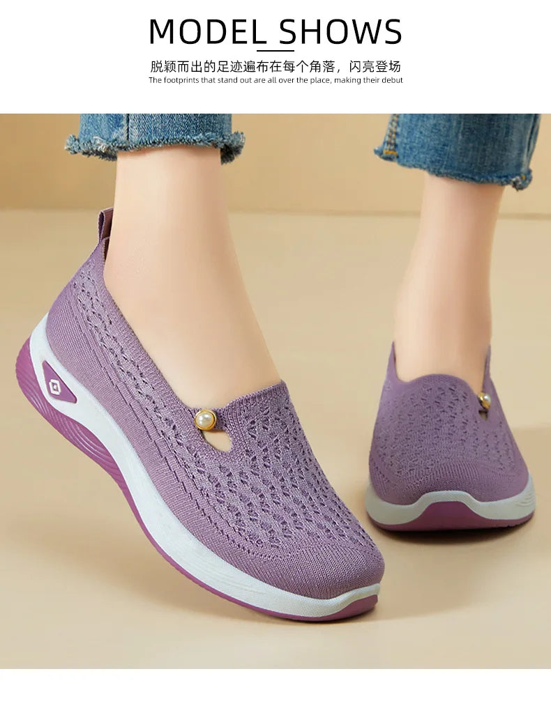 Shoes for women 2026 Spring Autumn hot casual shoes with soft soles lightweight single shoe for women breathable mother shoes