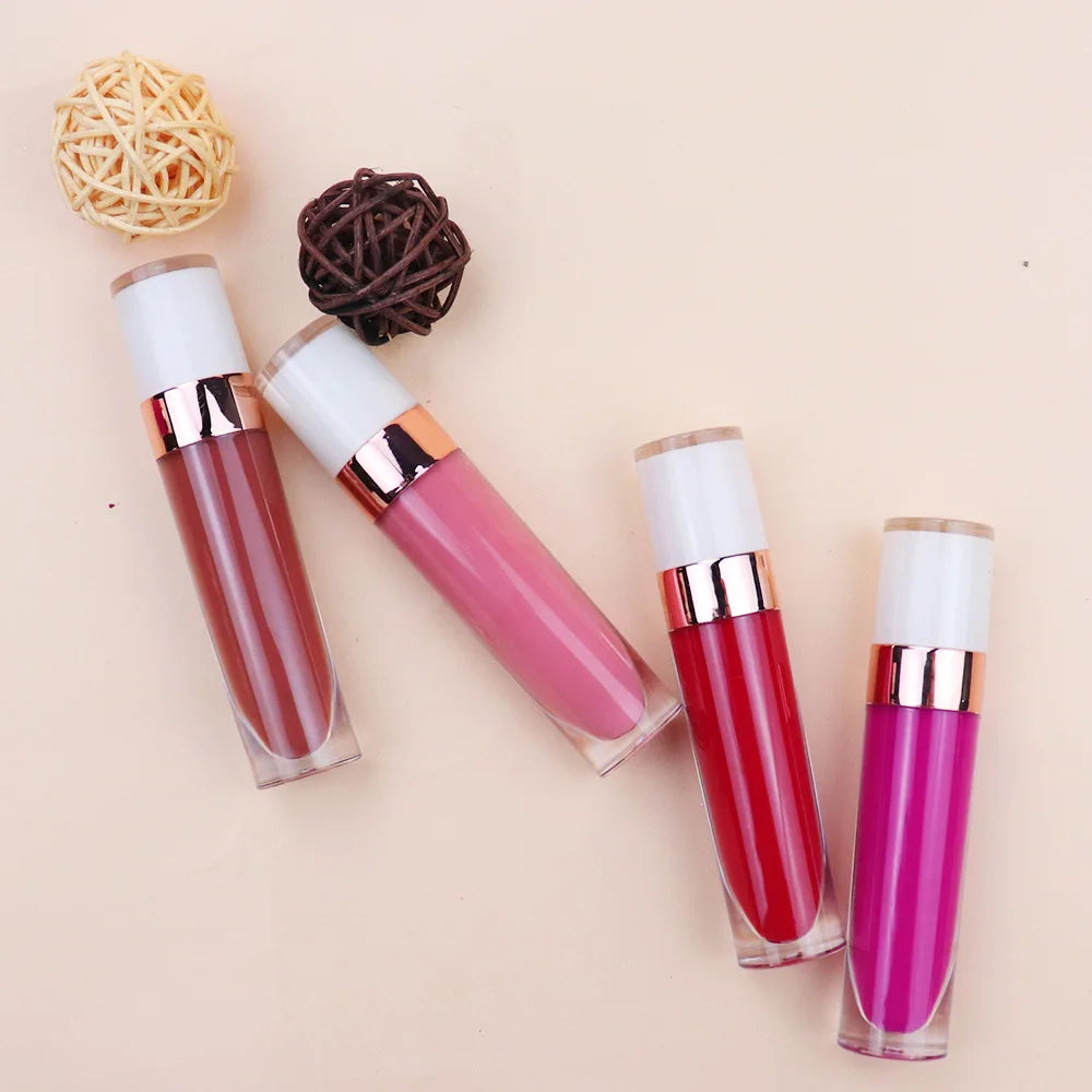 Liquid Lipstick Waterproof Private Label Makeup Lip gloss Rose Rouge Silk Liptint Matte Sexy Red White Lip Stain Lipgloss Bulk