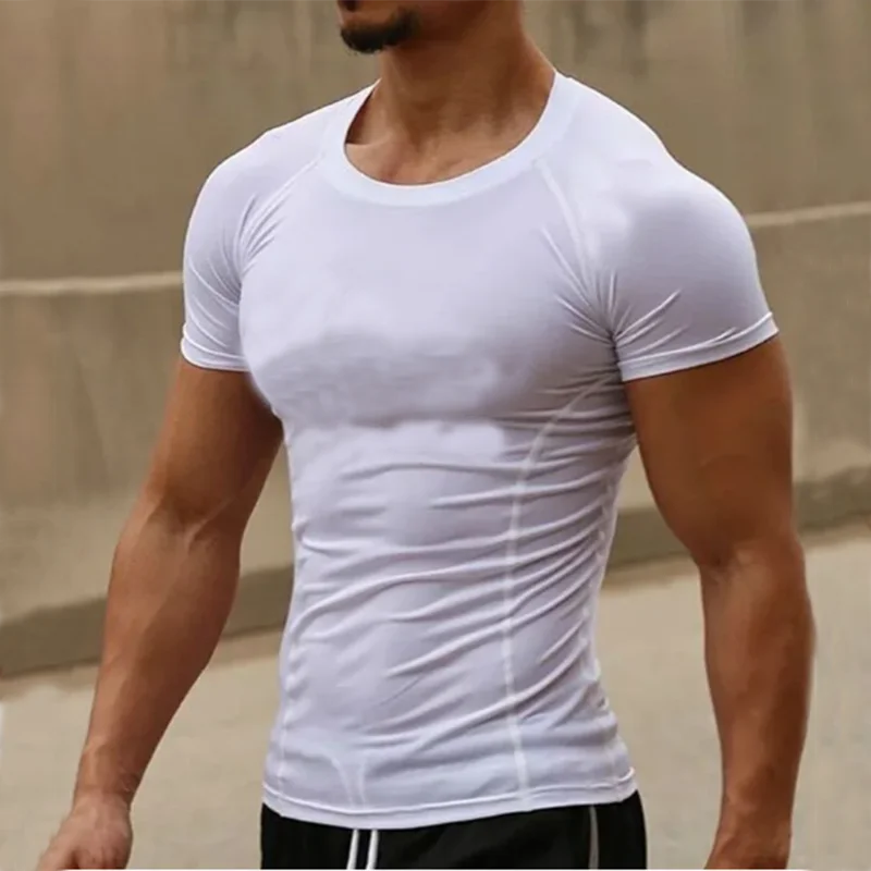 Summer Short Sleeve Men Compression Tee Shirt Bat Print Sport Quick Dry Gym Tshirt Fitness Workout Undershirt Elasticity Top Tee