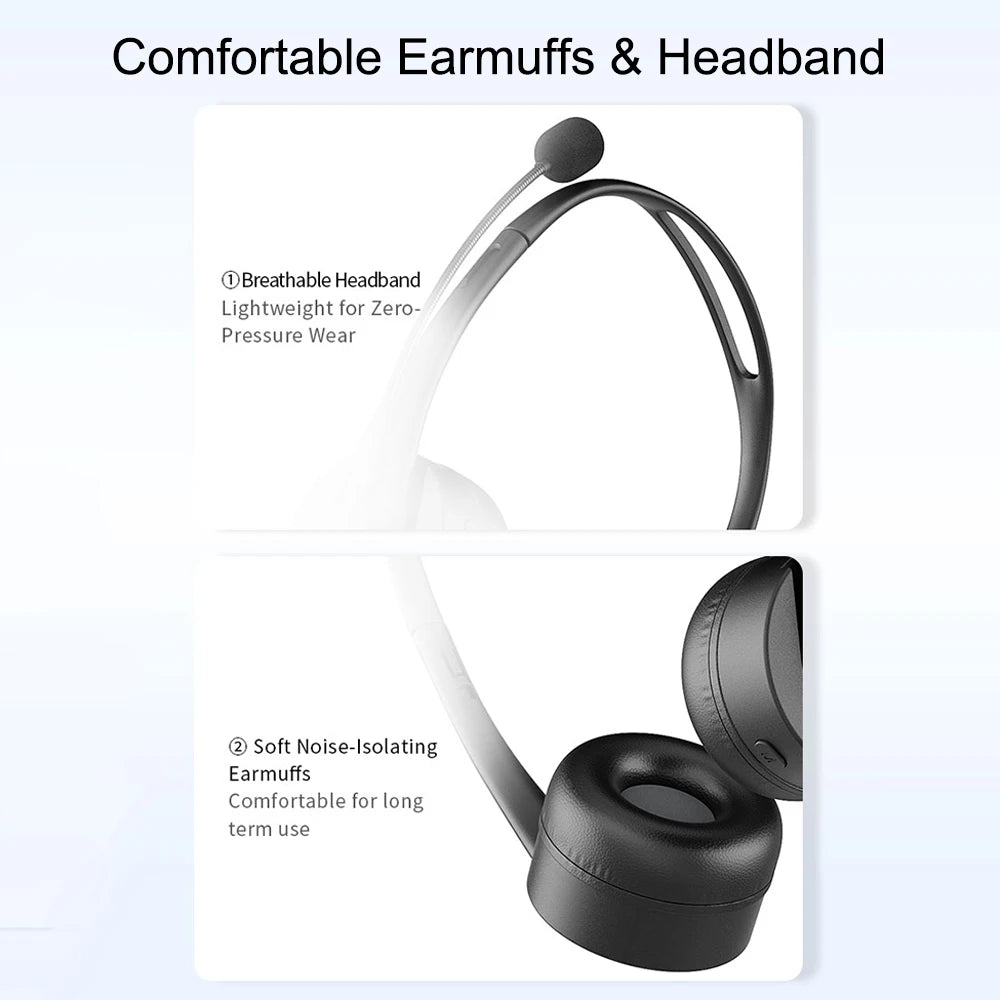 Bluetooth 5.3 Truck Driver Headset Wireless With Noise-cancelling Microphone Wireless Headphones For Mobile And PC Stereo