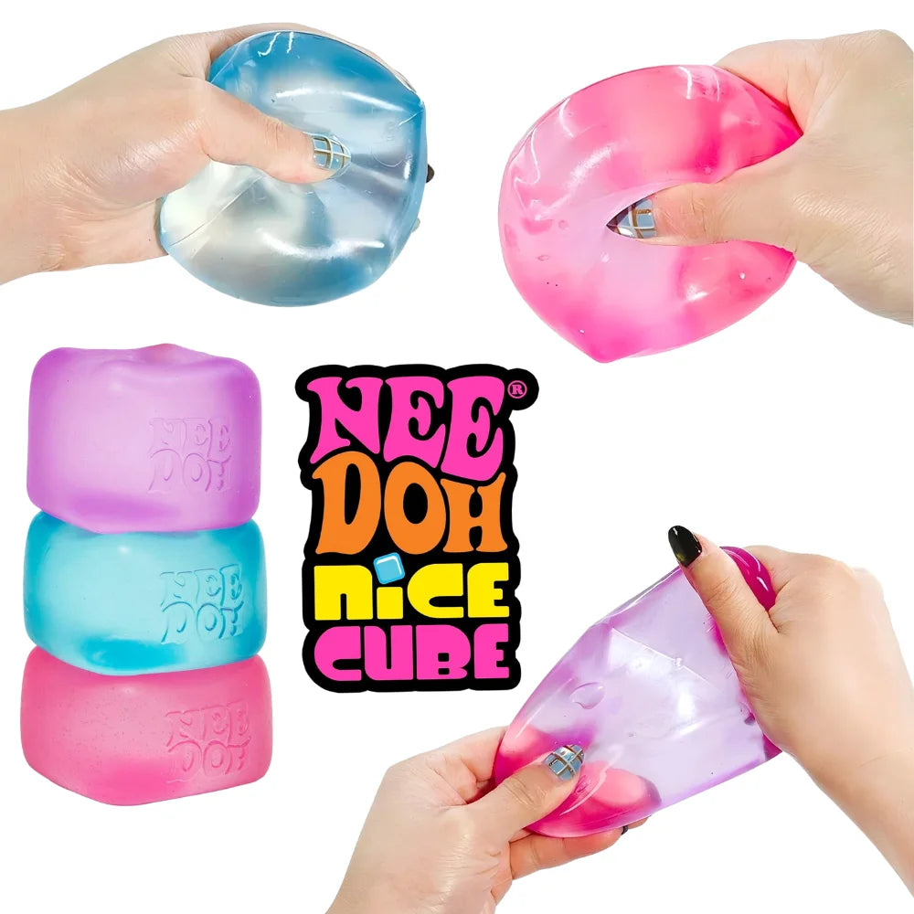 Needoh Nice Cube Sensory Stress Reliever Multiple Styles Fidget Tool for Anxiety & Focus Desk Sensory Cube for Adults Kids