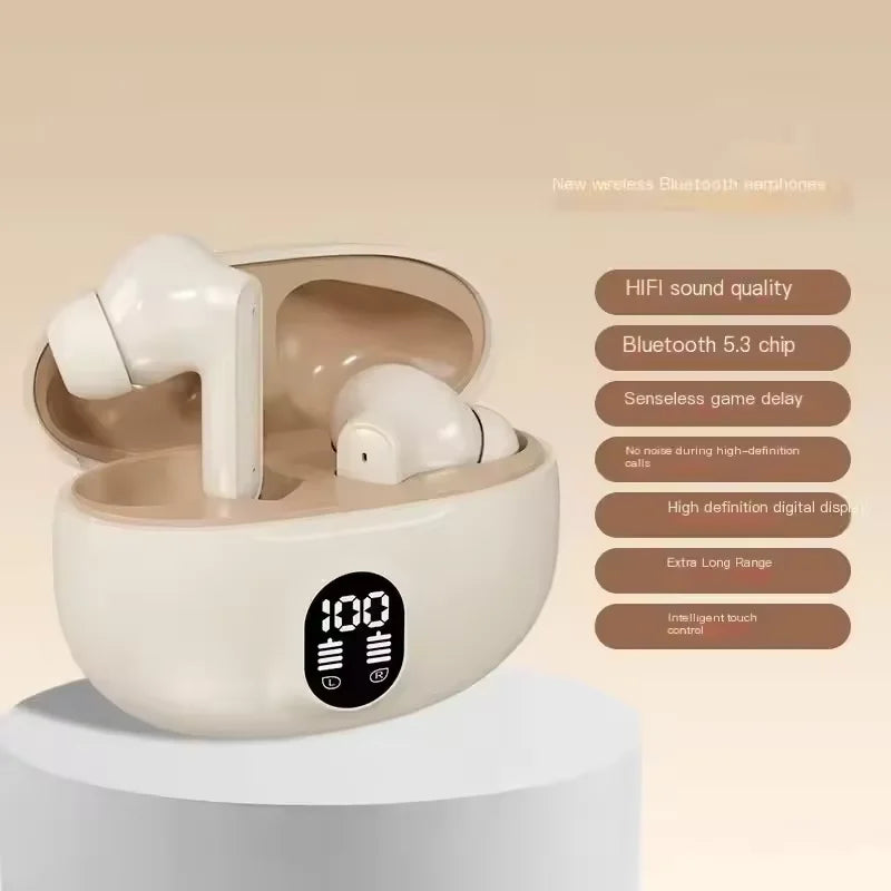 Wireless Bluetooth earphones with LED intelligent digital display, long battery life, in ear comfortable wearing