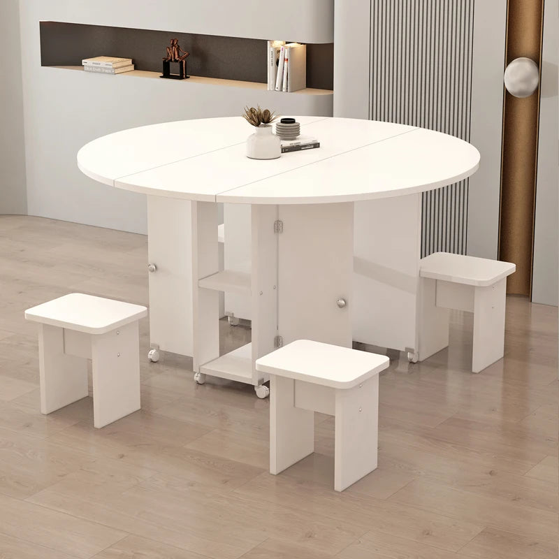Folding White Dining Table Multifunction Family Waterproof Space Saving Dining Table Design Simple Mesas De Jantar Furnitures