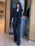 Blazer and Pant Sets for Women 2 Pieces Wear To Work Suits Autumn Winter Trousers Woman Office Professional Black Casual Elegant