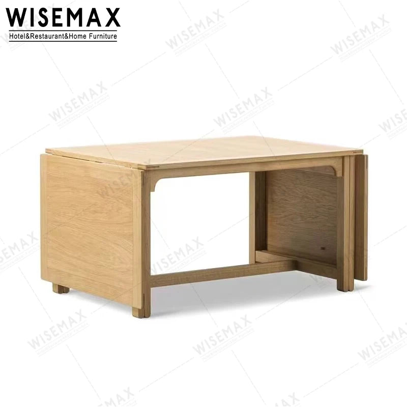 FURNITURE Modern Multi-functional Foldable Oak Wood Table Rectangle Wooden Folding Dining Table for Home Apartment