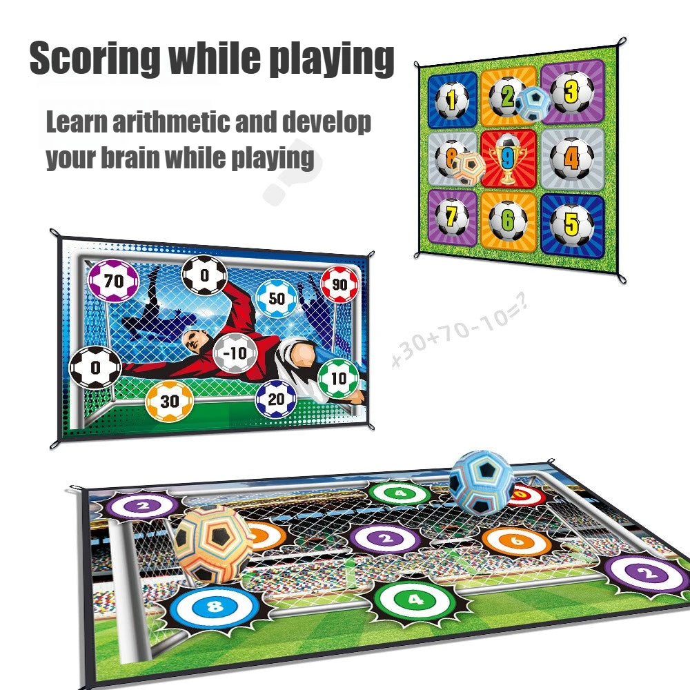 150CM Kids Football Game Set Indoor Outdoor Training Game Mat with Target Areas Practice Shoot Gifts for Children