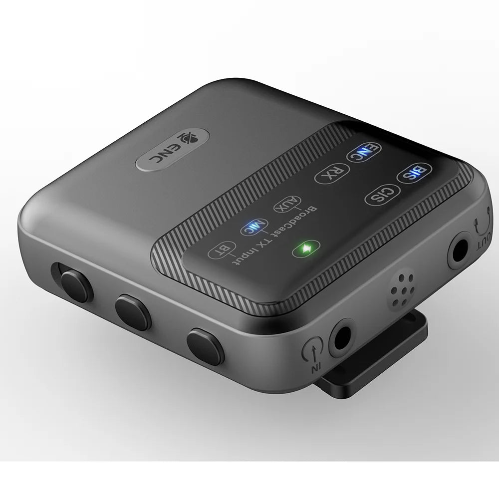 Bluetooth 5.4 Audio Transceiver LE Audio, Broadcast 1TX To 100+ RX Devices Sharing, Clip-On Design AAC/aptX-AD/LC3,USB/AUX/MIC