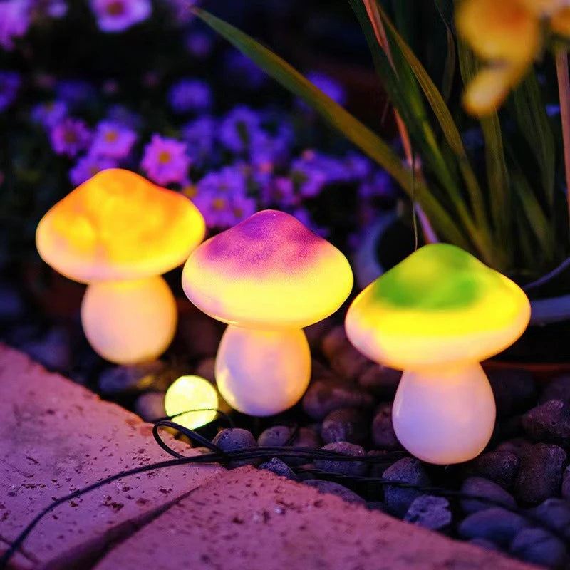 Solar Lights String Mushroom Lawn Fairy Lights LED Solar Lamps Outdoor For Garden Patio Terrace Path Landscape Decoration Lamps