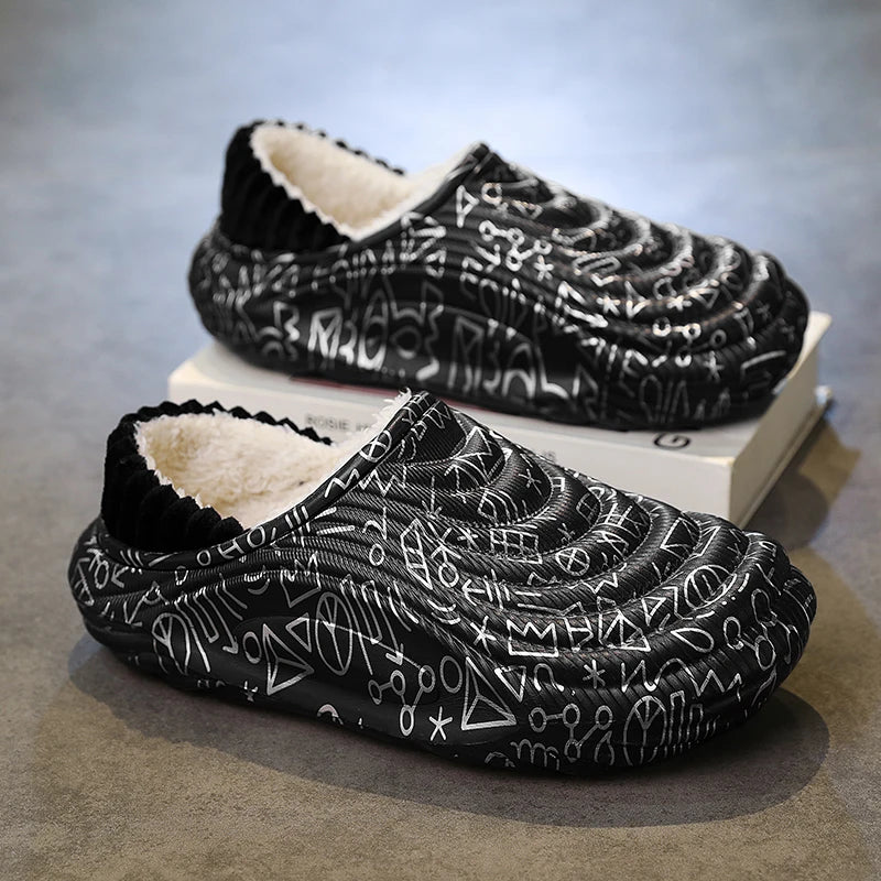 Men's Slippers Shoes for Men Unisex Warm Non-Slip Wear-resistant Thick Bottom Waterproof Add Cotton Heel Covering Fashion New