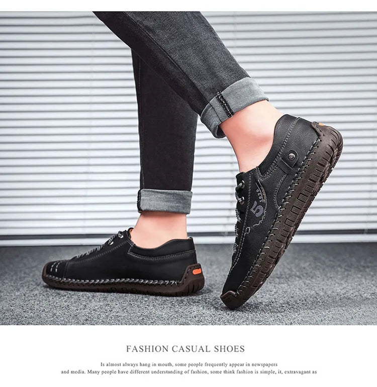 Shoes for Men Leather Casual Shoes Fashion Soft Homme Outdoor Comfortable High Quality Classic Ankle Non-slip Flats