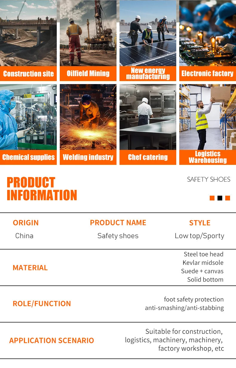 Work shoes for men, anti-shatter, anti-stab, anti-scald, durable sole, all-season model