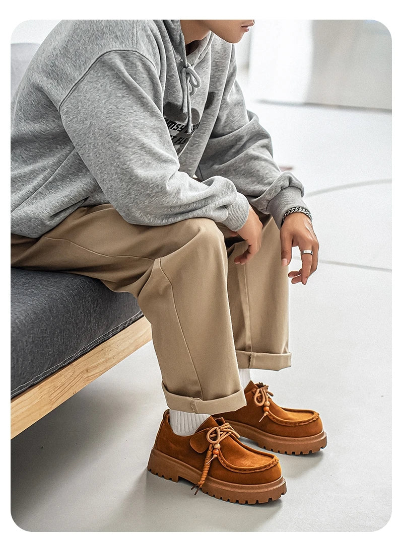 Men's Wide Toe Barefoot Shoes Classic Retro Casual Shoes Lightweight Outdoor Sports Walking Shoes Brown Thick Soled Work Shoes