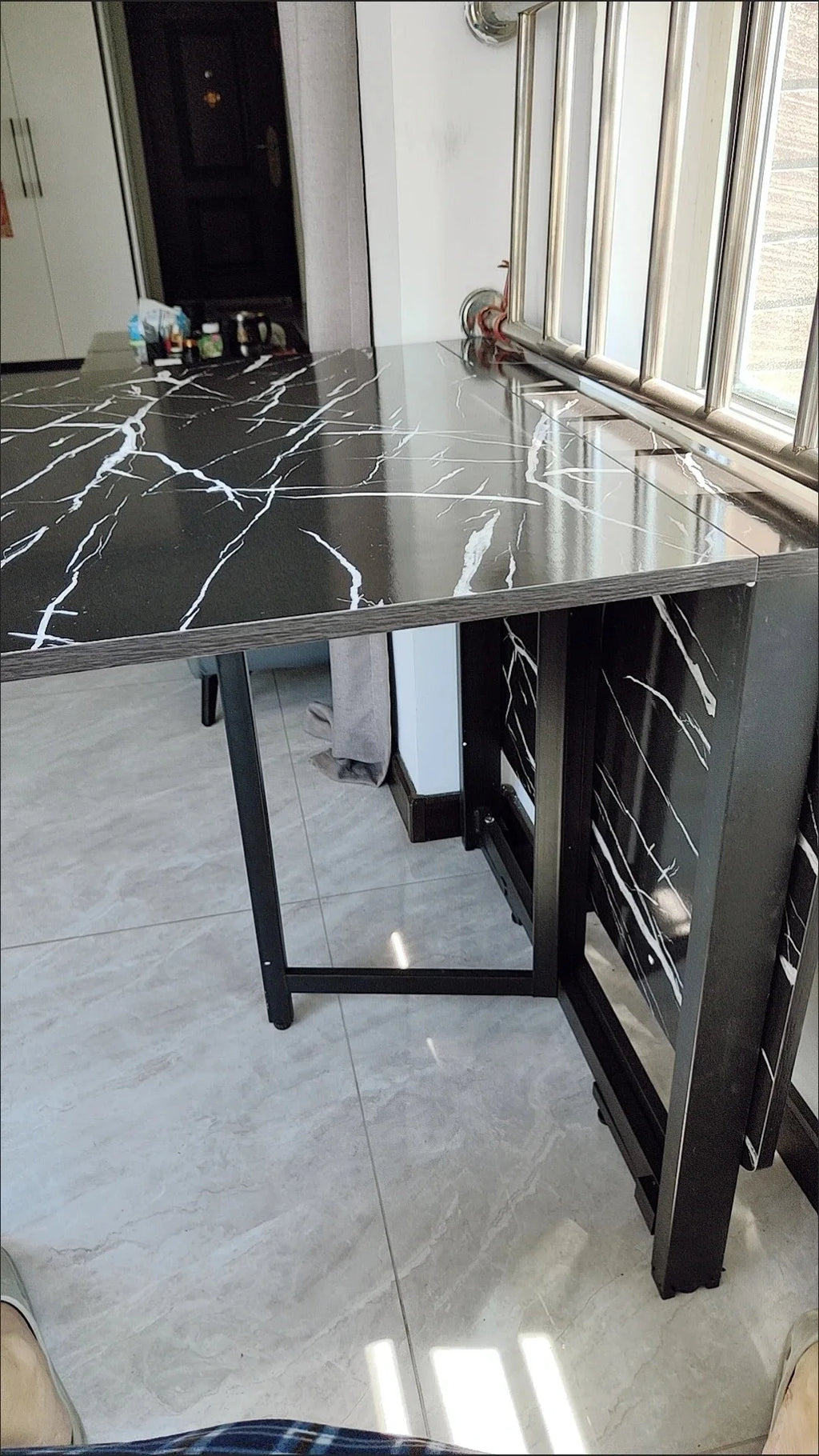 Foldable Rectangular Dining Table 100/120/140 Cm for Small Space Home And Restaurant Furniture Compact Meal Folding Table