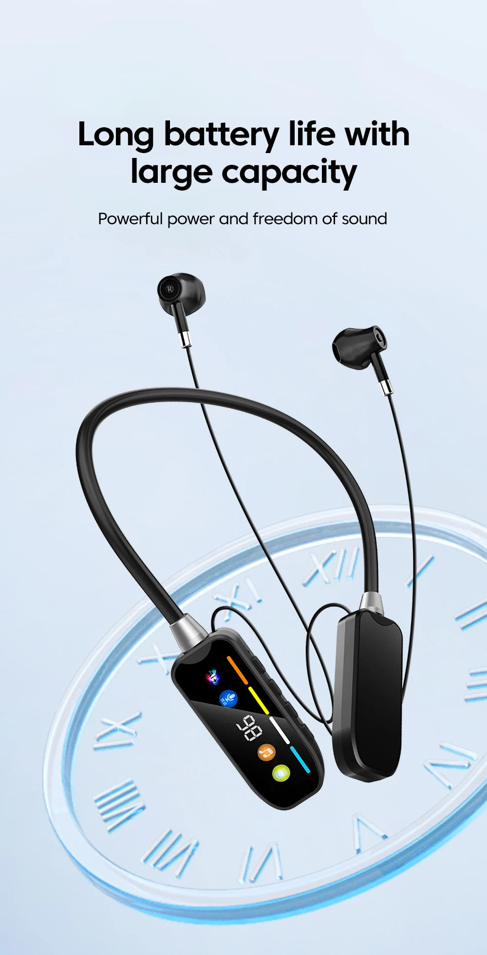 Bluetooth 5.4 Wireless Earphones Neck Mounted Headphones Gaming LED Display Hifi Stereo Sports Headset Halter Magnetic Earbud