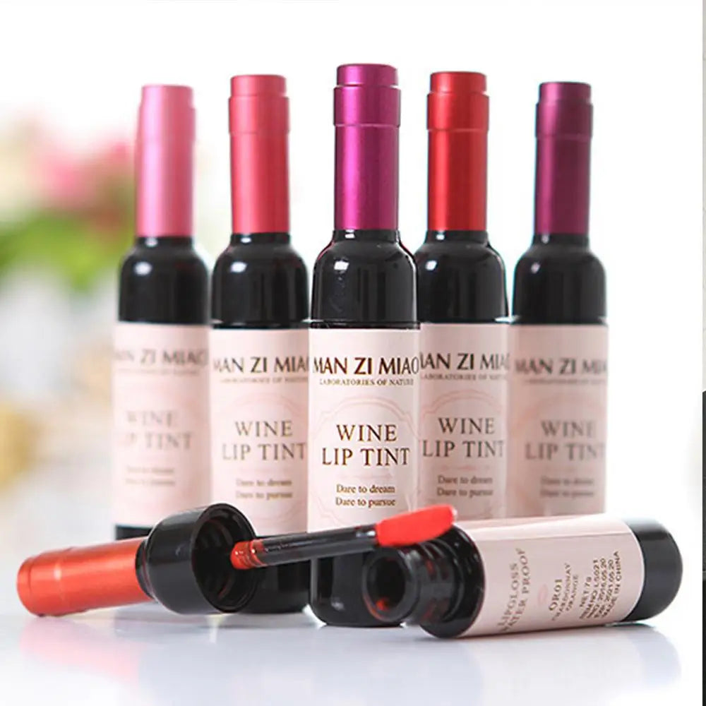 Wine Bottle Lip Stains Kit Wine Bottle Lip Gloss Set 6 Colors Wine Lip Stain Mini Matte Wine Bottles Lip Sticks Tint