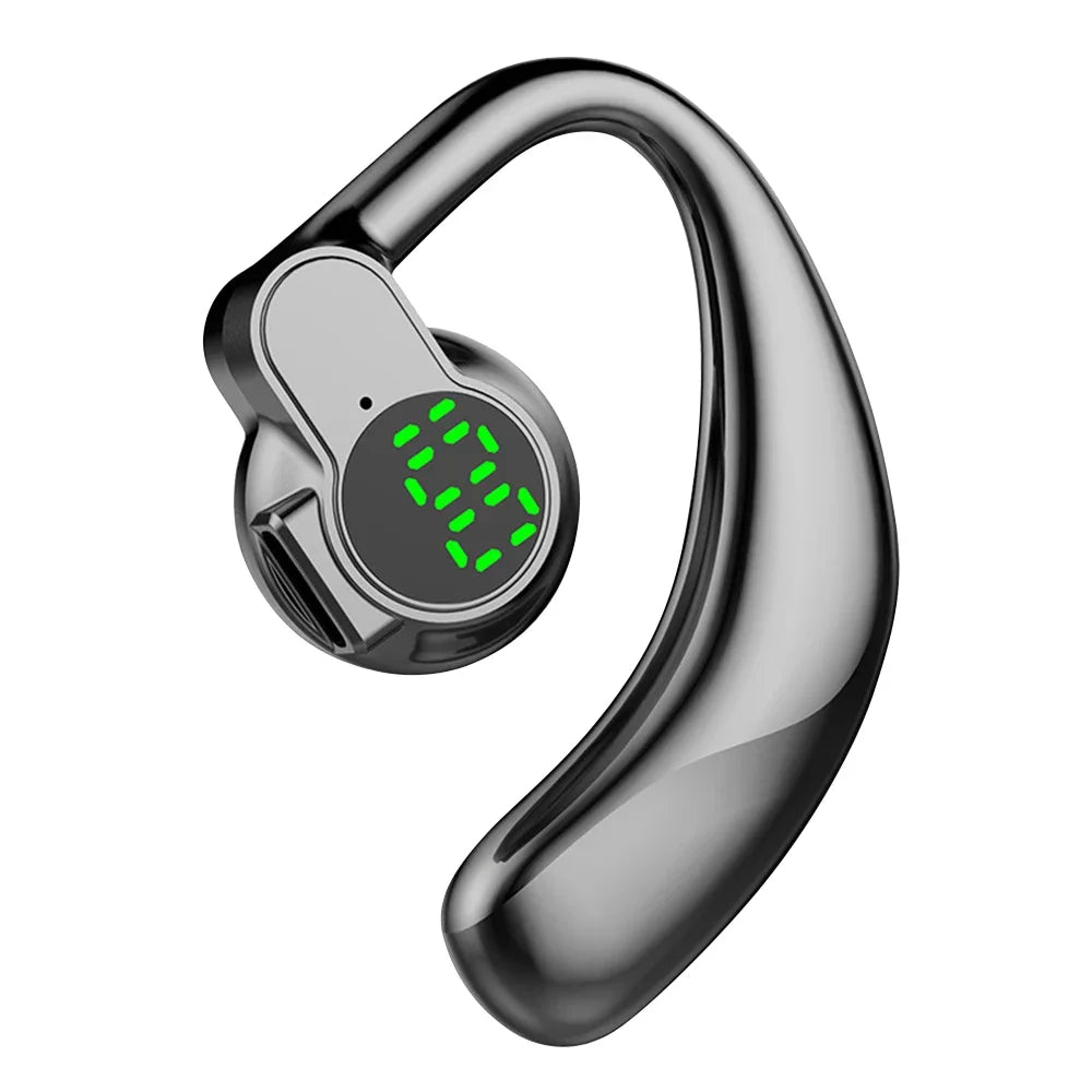 Bluetooth 5.4 Wireless Headphones Headset Handsfree Noise Cancelling Rotatable Sport Digital Display Single Ear Earhook Earphone