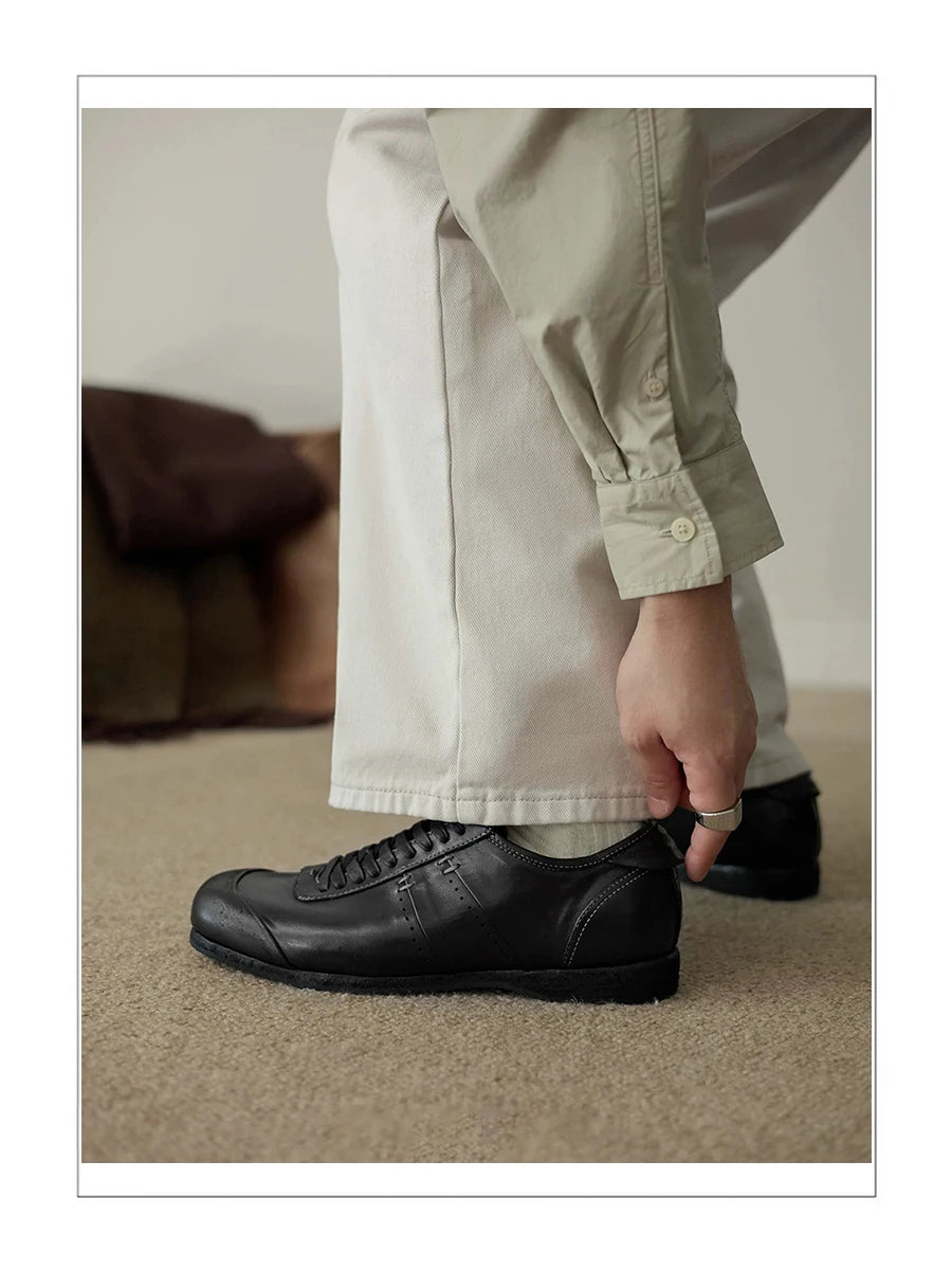 New high-end black training shoes men's casual shoes minimalist handmade horsehide suede boxing shoes trendy
