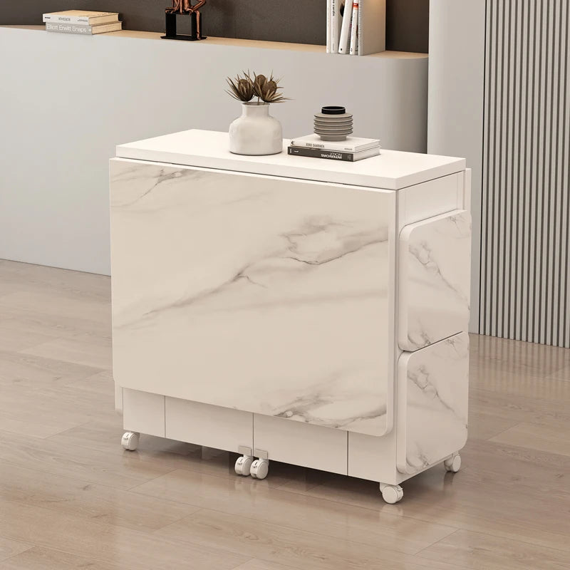 Folding White Dining Table Multifunction Family Waterproof Space Saving Dining Table Design Simple Mesas De Jantar Furnitures