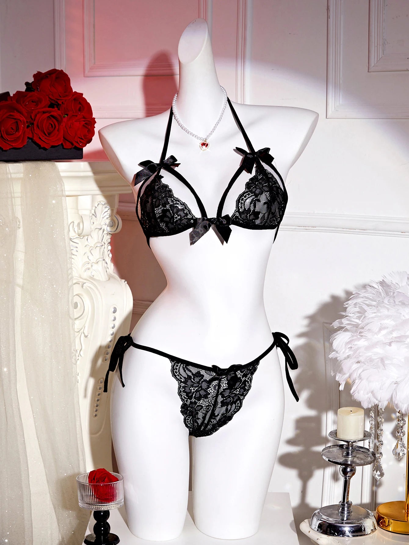 Bras For Woman Transparent Underwear Hot Erotic Sexy Lace Set Push Up Bra With Panty Set Ruffle Lingerie Set Briefs Sets
